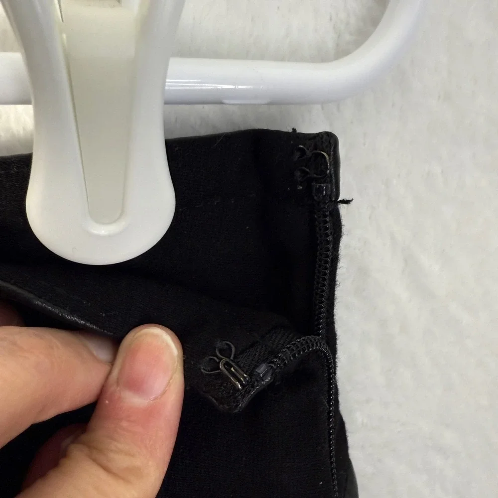 White House Black‎ Market Black Faux Leather Trim Wrap Mini Skirt Size 6